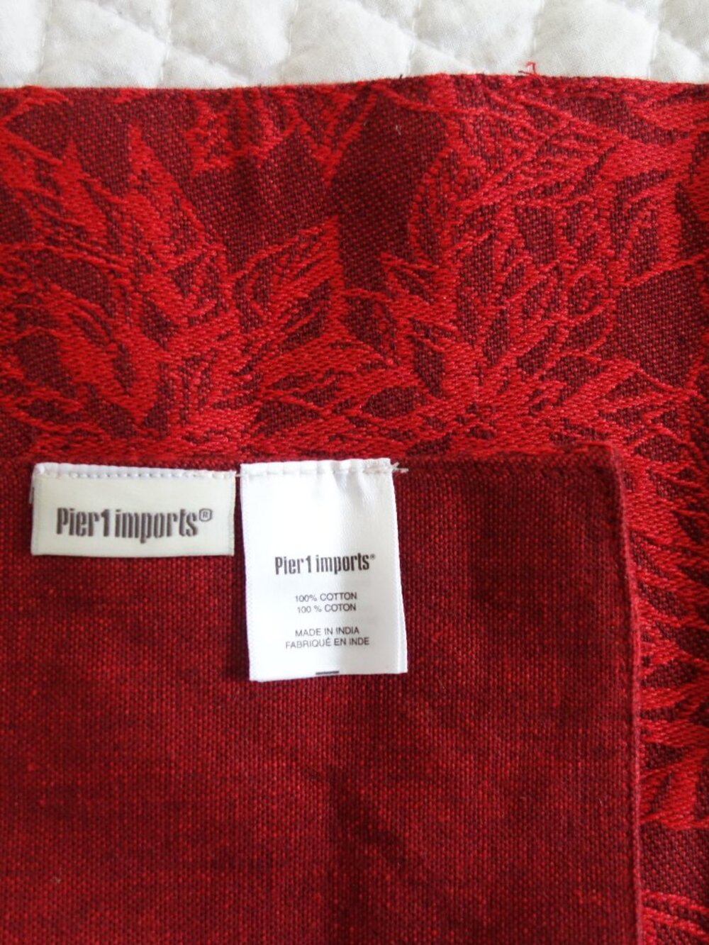 PIER ONE Red Christmas Holiday Jacquard Poinsettias Table Runner – 14”x72”